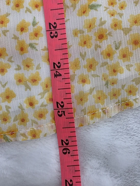 Joie Yellow Floral V-Neck Peasant Blouse Short Sleeve Womens Size Small - Picture 13 of 13